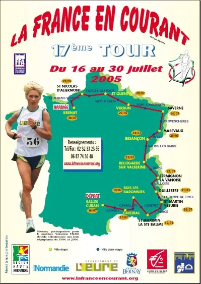 Carte du parcours de la France en courant 2005