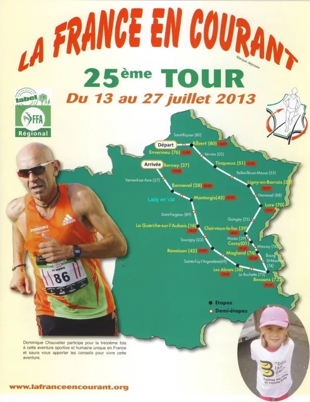 Carte du parcours de la France en courant 2013